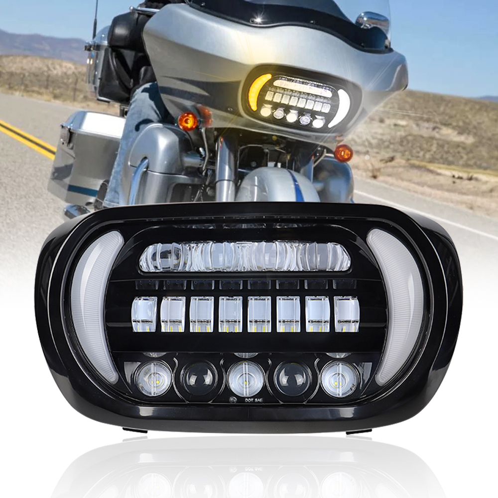 LED ヘッドライトロードグライド 2004-2013 オートバイフロントハイロービームターンシグナルライトホワイトランニングライト