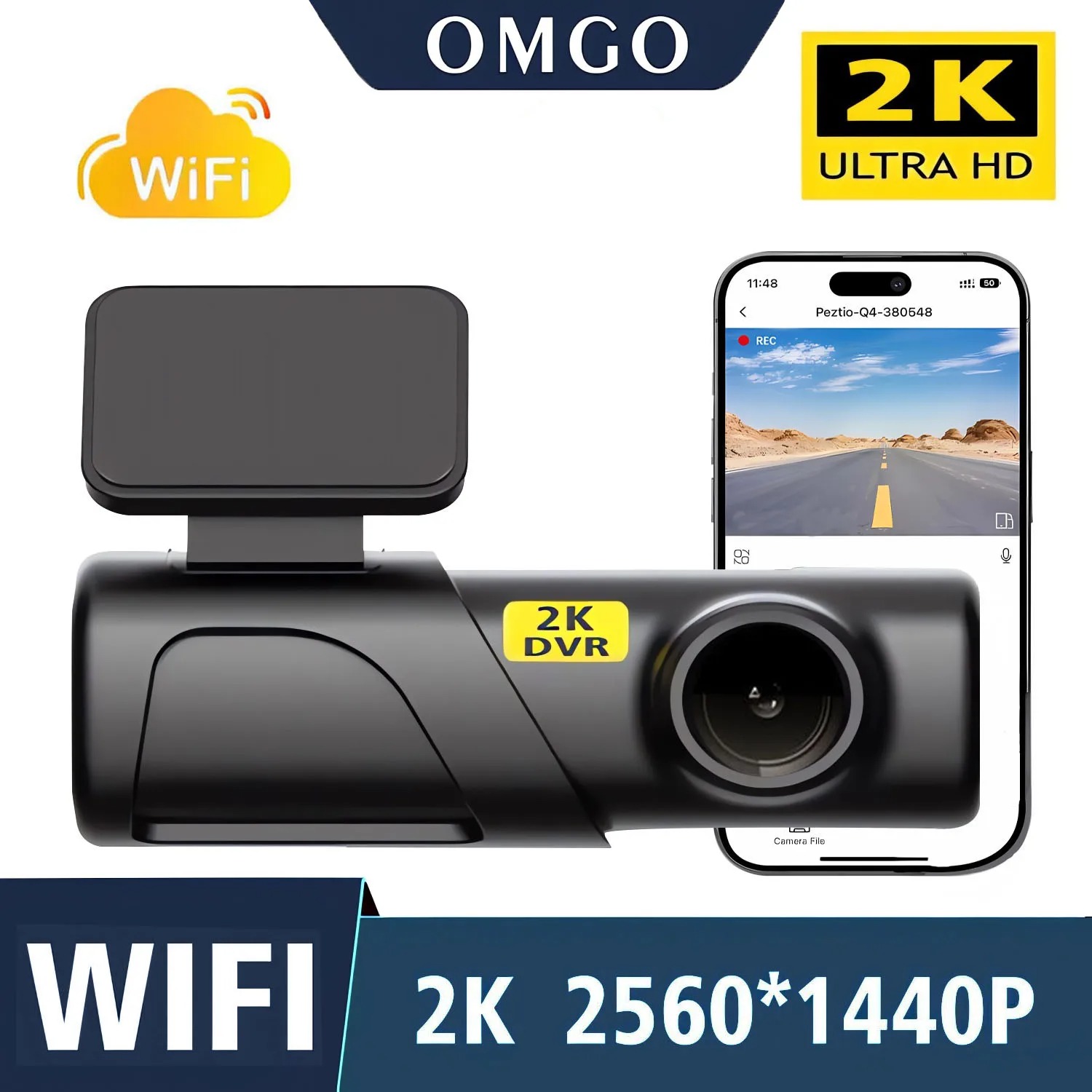 2k 1440P HD WiFi ダッシュカム 車用 DVR カメラ ビデオレコーダー 自動ナイトビジョンWDR 音声制御 ワイヤレス 24H 駐車モード