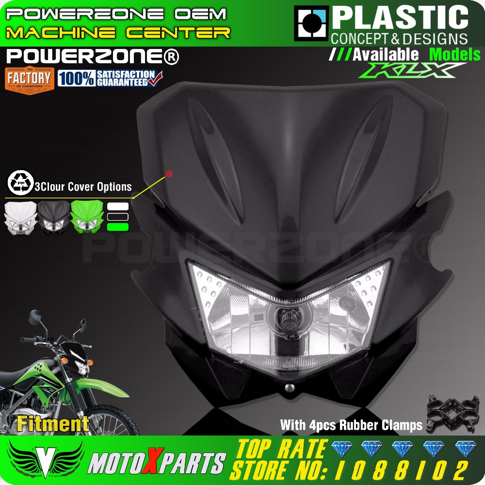 Powerzone オートバイユニバーサルヘッドライトフィット IRBIS TTR250 KLX150 125 250 KAYO T4 T6 ピットプロダートバイクモトクロス