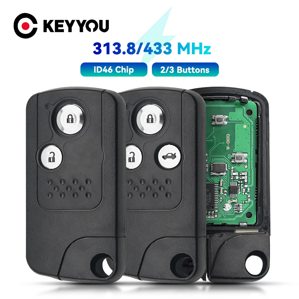 KEYYOU キーレス GO リモート車のキー 313.8/433Mhz ホンダアコード/スピリット/CRV/新シビック ID46 ノブスタートスマート Promixity カード