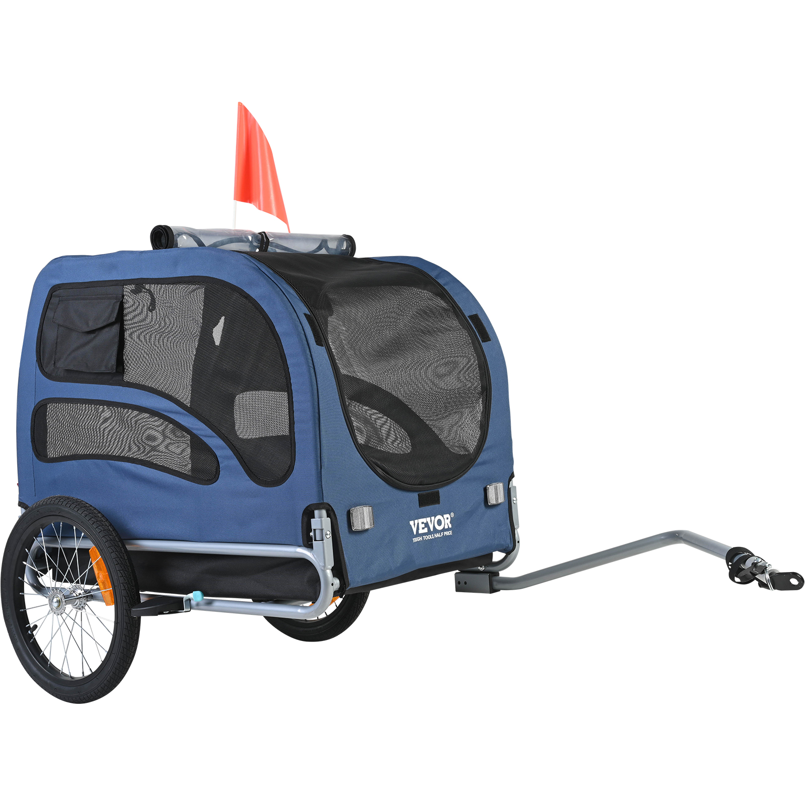 SucceBuy 100ポンド ペットカート 自転車キャリア 犬用バイクトレーラー カプラー、リフレクター、フラッグ付き 折りたたみ可能 犬の旅行用に保管可能