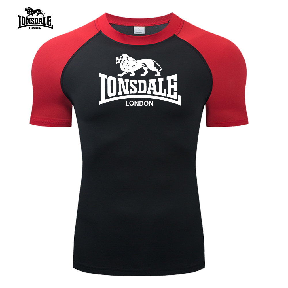 ロンズデールランニングトップツートーンメンズプリント Tシャツタイトなスポーツ下着速乾性スポーツ Tシャツボクシングトレーニング服