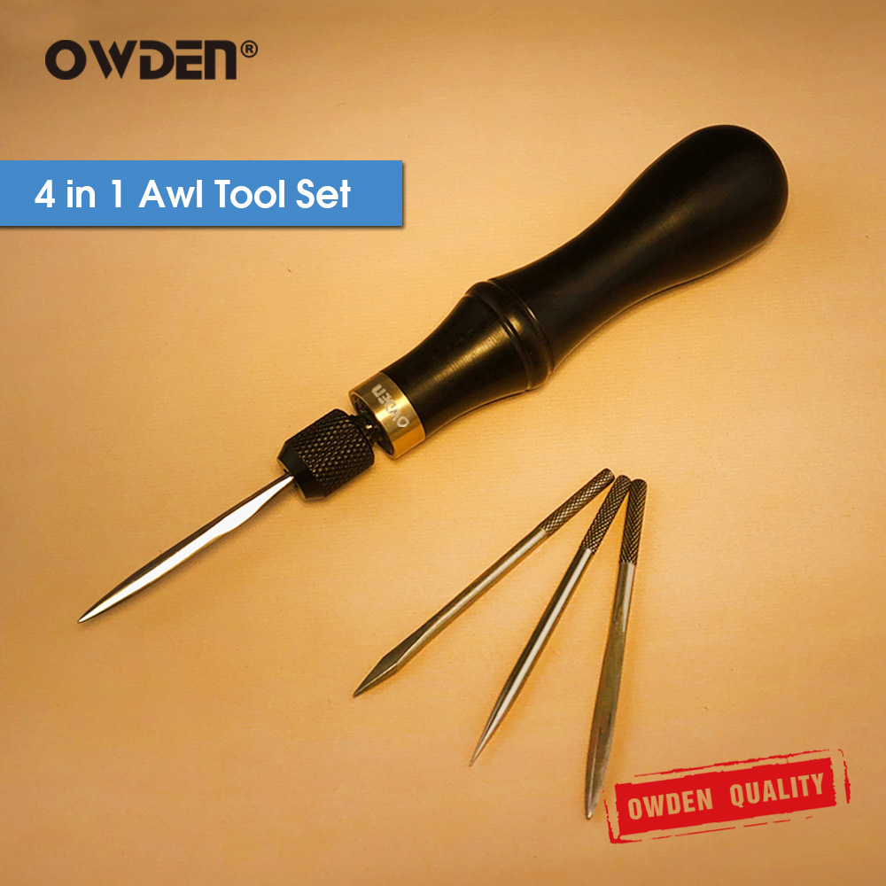 OWDEN 4 in 1 千枚通しレザー裁縫ツールセット修理ステッチ用品縫製キット 4 in 1 縫製千枚通しキット