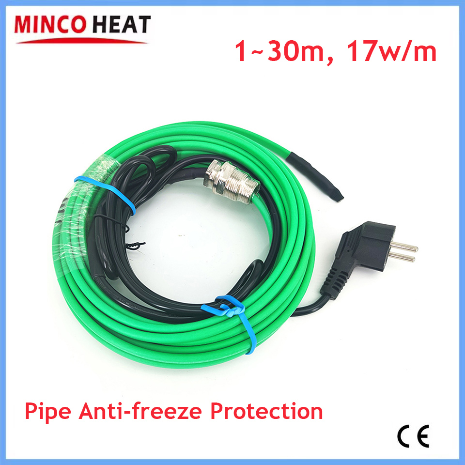 1 〜 30 メートル冬ハウスパイプ不凍保護電熱線 AC200 〜 240V 17 ワット/メートル Do ジョイント自己調整加熱ケーブル EU プラグ付き