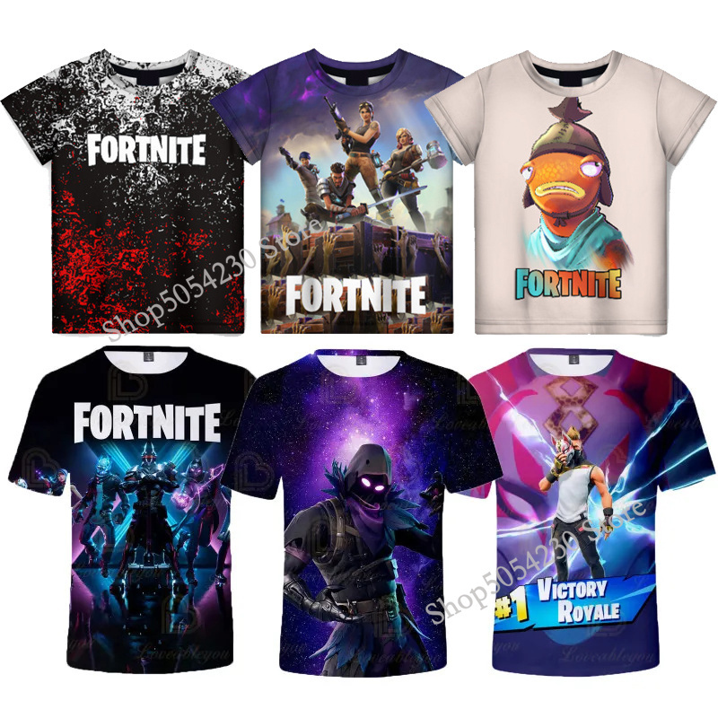 夏の Tシャツ男性女性子供 Tシャツフォートナイト 3D 半袖 Tシャツマスコット衣装ゲームカジュアル少年子供クール Tシャツ