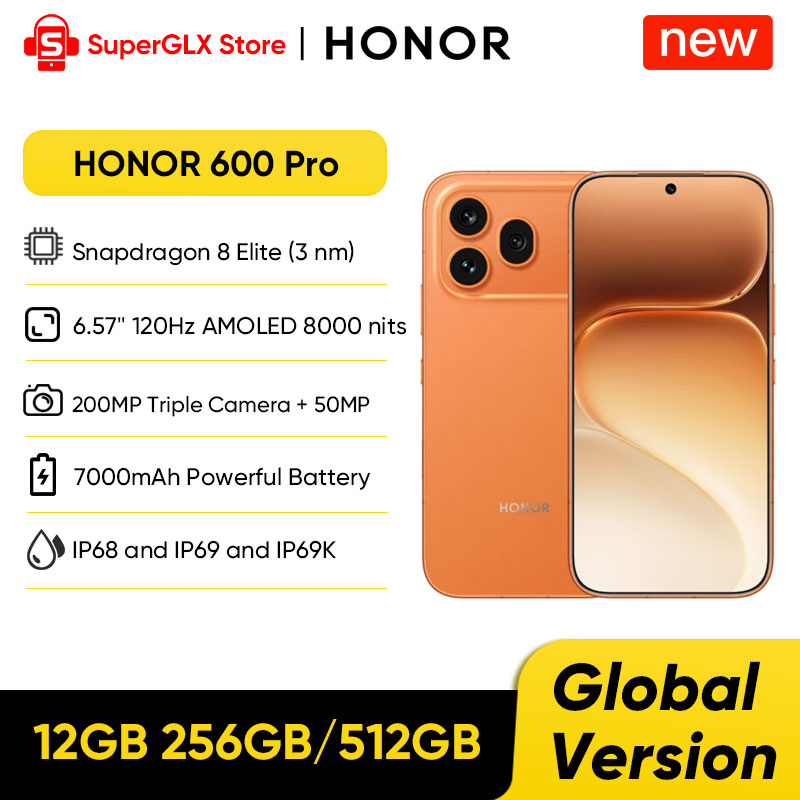 HONOR 600 Pro 5G スマートフォン グローバル バージョン Snapdragon 8 Elite 6.57" AMOLED ディスプレイ 200MP AI カメラ 7000mAh 80W スーパーチャージ NFC