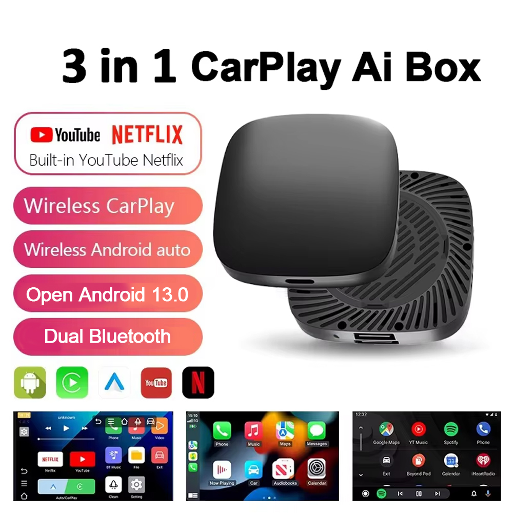 新しい Carplay Ai ボックスワイヤレス Android 自動ワイヤレス Carplay アダプタ TV ボックス Netflix YouTube カーインテリジェンスシステム