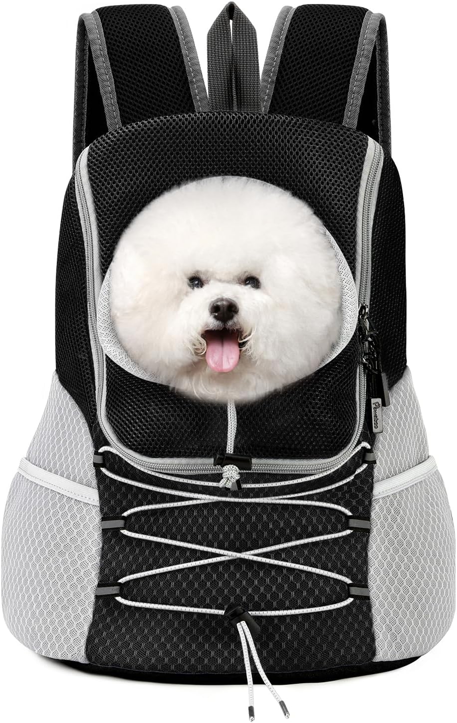 犬用キャリア バックパック 小型・中型犬・猫用 調節可能で通気性のあるフロントキャリア ハイキング・ウォーキング用の安全ストリップ付き ブラック L 最大14ポンド