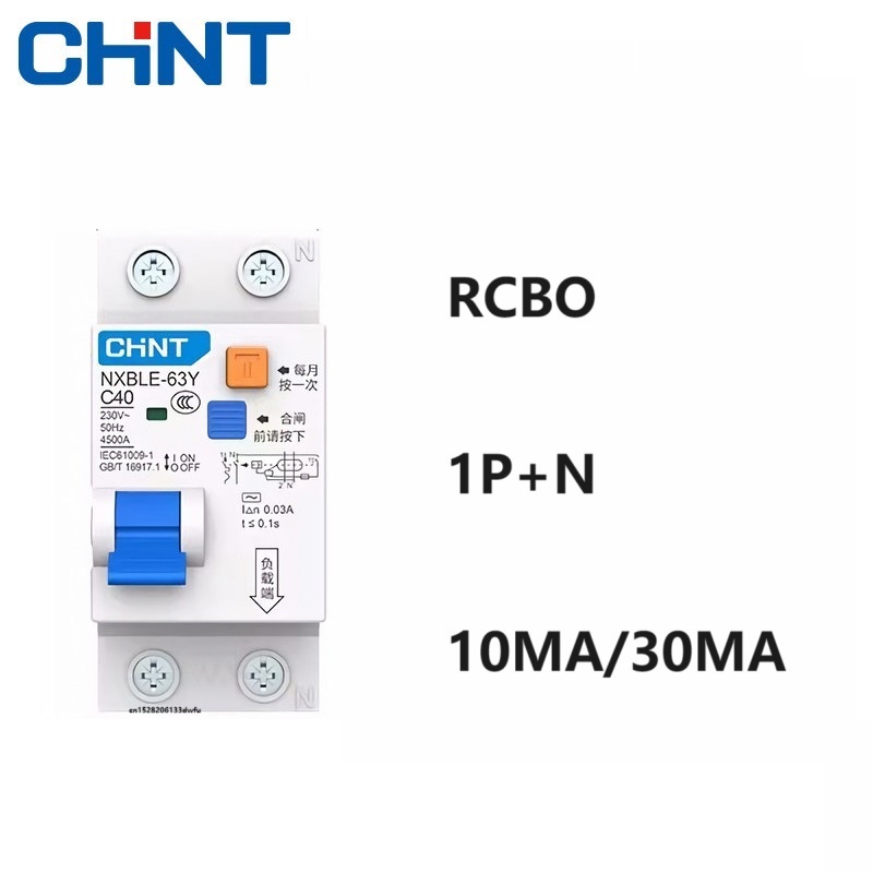 CHINT NXBLE-63Y 6A 10A 16A 32A 63A 10MA 30MA 0.01A 0.03A RCBO 1P N 残留電流サーキットブレーカーオーバー漏電保護