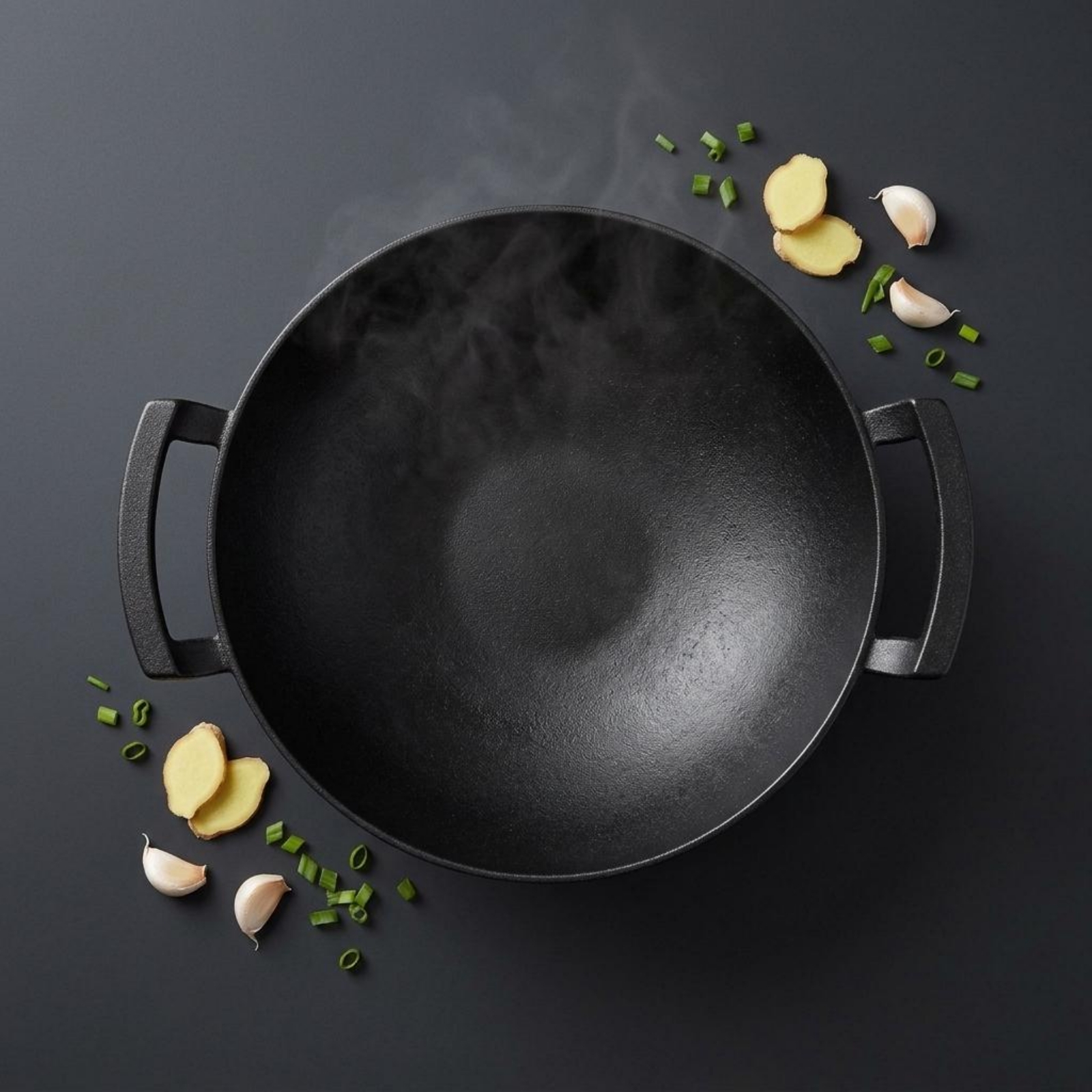 鋳鉄中華鍋コーティングされていない丸底中華鍋調理器具ヘビーデューティキッチンツール均一な加熱