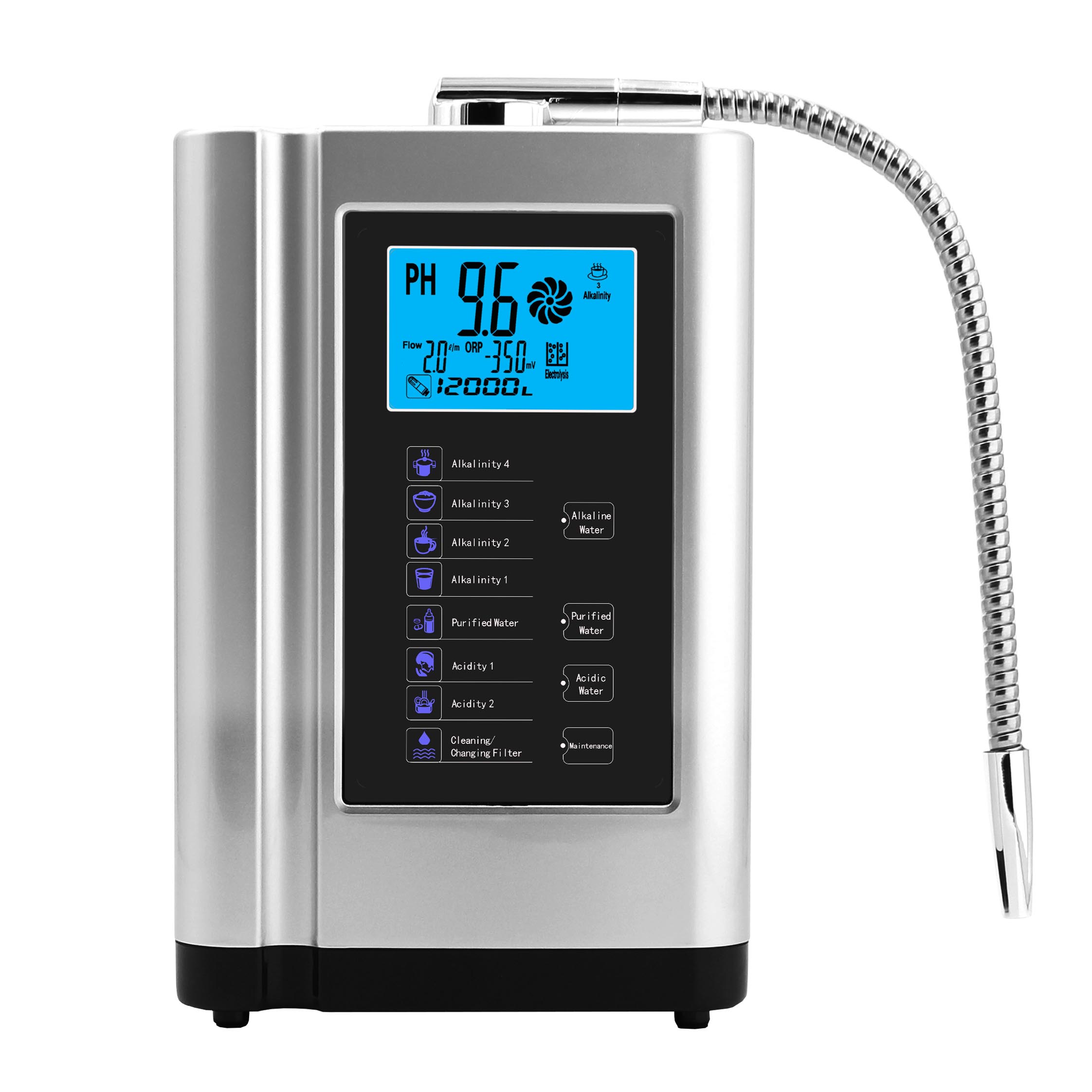 アルカリ水イオナイザー水素発生器機械清浄機、pH 3.5-10.5 アルカリ酸性水家庭用水フィルターシステムを生成します。