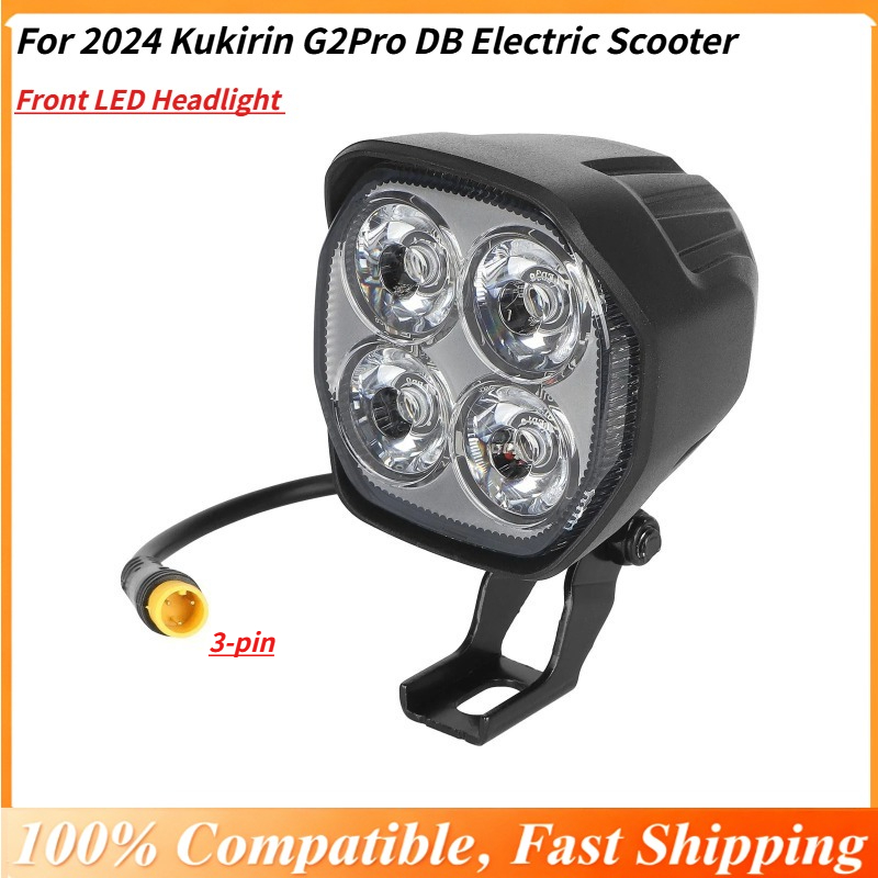 フロント LED ヘッドライト 2024 Kukirin G2Pro DB 電動スクーター用、オリジナルの明るいヘッドランプ、簡単な取り付けアップグレードヘッドライト