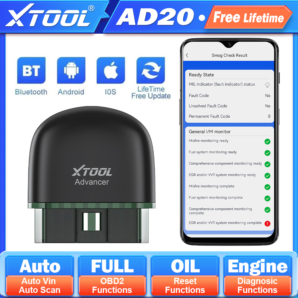 XTOOL AD20 Advancer OBD2 Code Reader Scanner Car Engine Diagnostic Tools Full OBD2 Function Android /IOS Upgrade Of ELM327 AD10