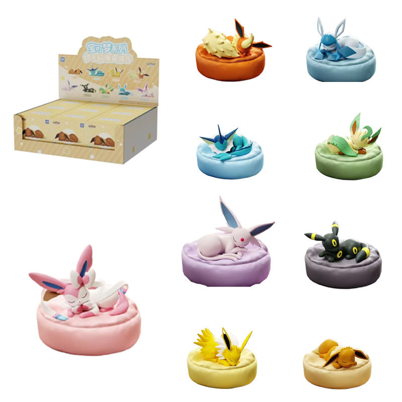 ホットかわいいイーブイマルチフォーム睡眠ポーズブラインドボックスフィギュアかわいい人形デスクトップ装飾 Pc ケースアクセサリーミステリーブラインドボックスギフト