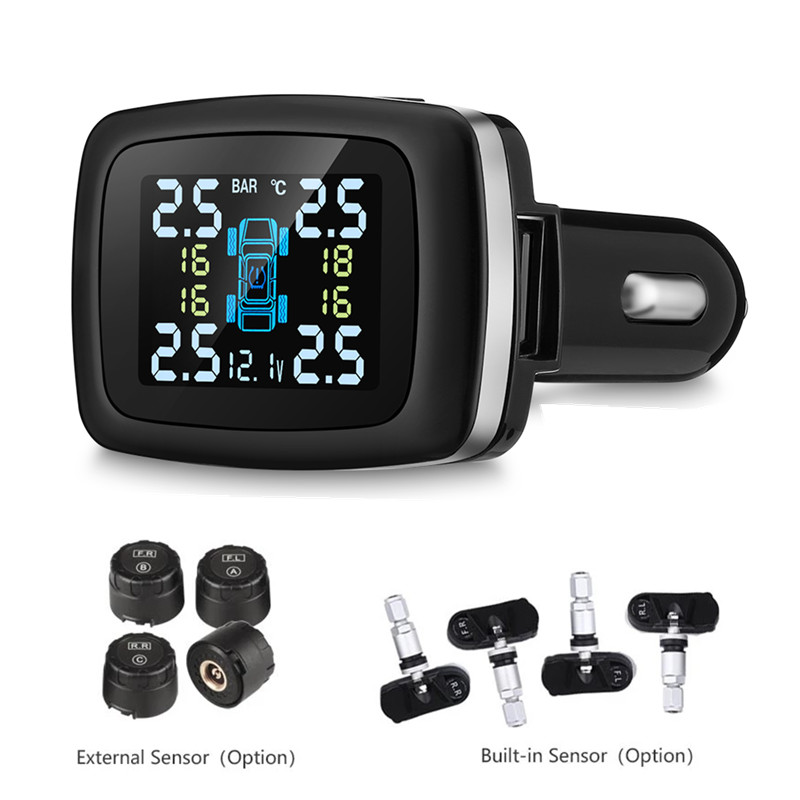車の TPMS タイヤ空気圧監視システムセンサー USB ポート車の安全警報シガーライターデジタルシステムタイヤ空気圧システム