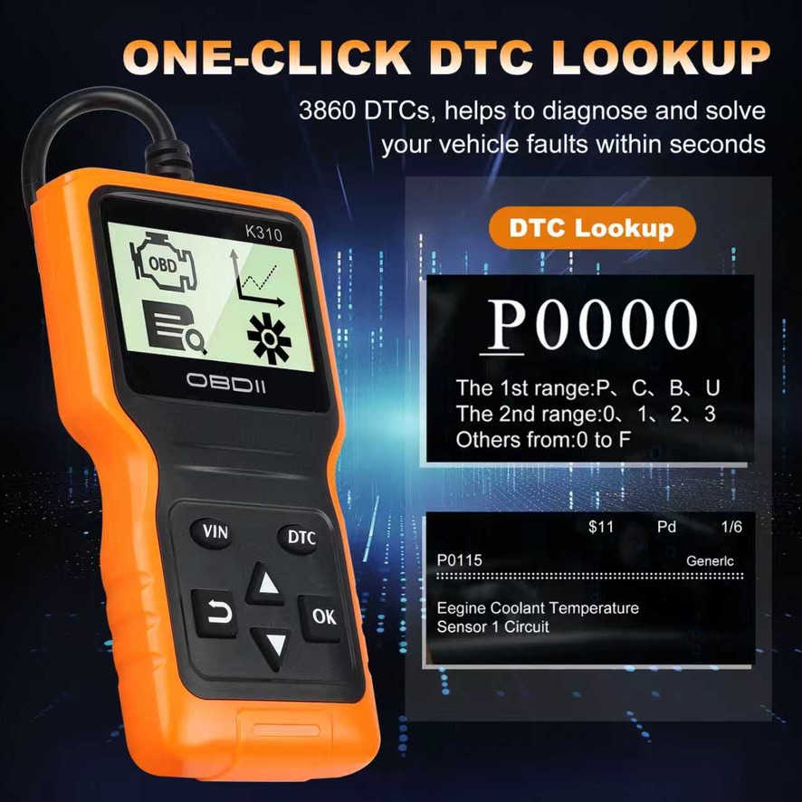 K310 OBD2 Diagnostic Scanner Car Code Reader Vehicle Health Inspection Tool Auto Code Reader Scanner Car Engine Diagnostic Scann