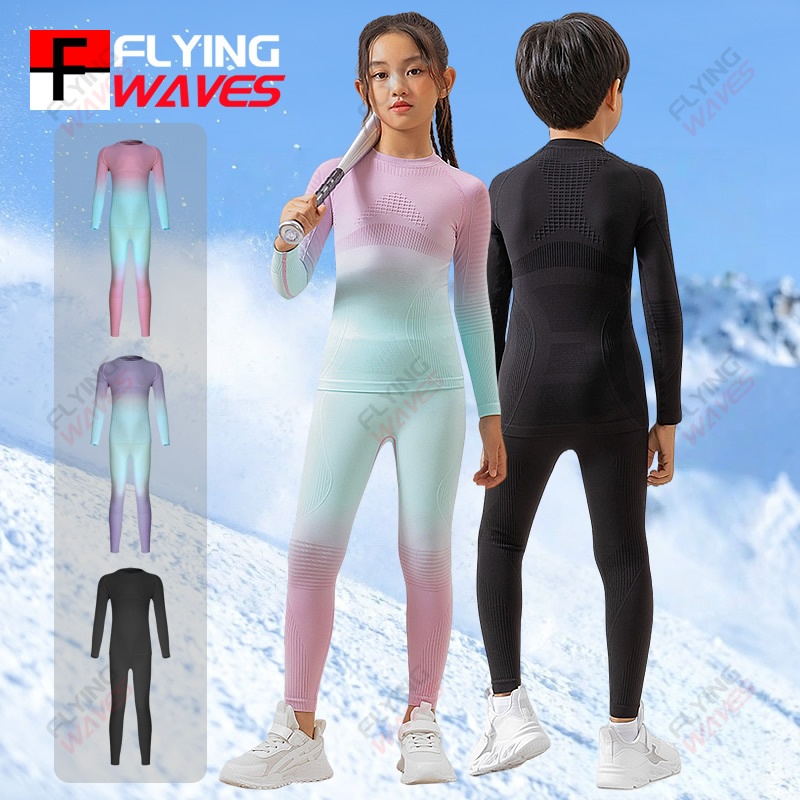 Kids' Quick Drying Winter Thermal Base Layer Set Boys Girls Snow Sports Ski Underwear Sweat Wicking Breathable Gradient Color