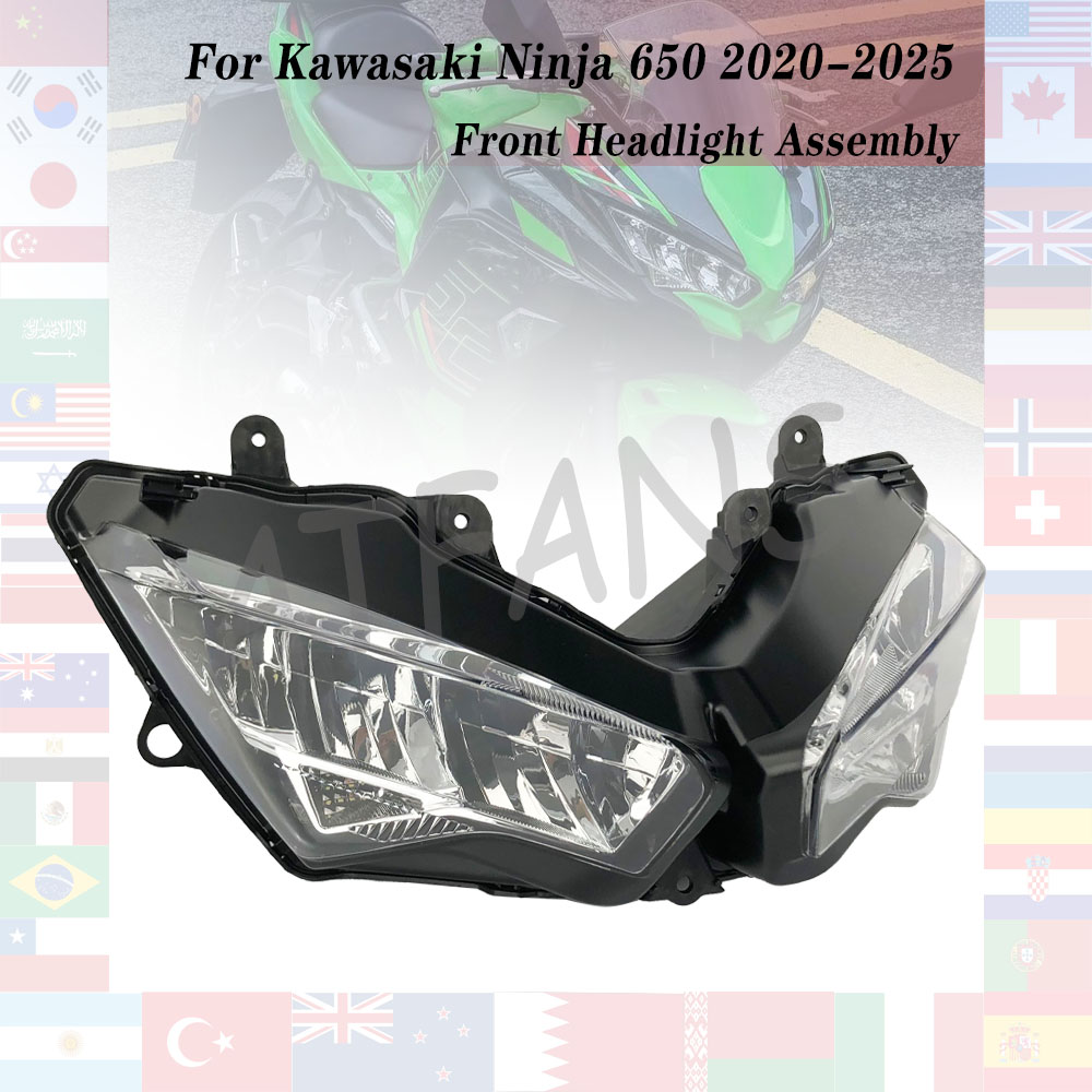 E マークヘッドライトカワサキニンジャ 650 2020-2025 EX650 2021 2022 2023 2024 オートバイ LED フロントヘッドライトヘッドランプアセンブリ