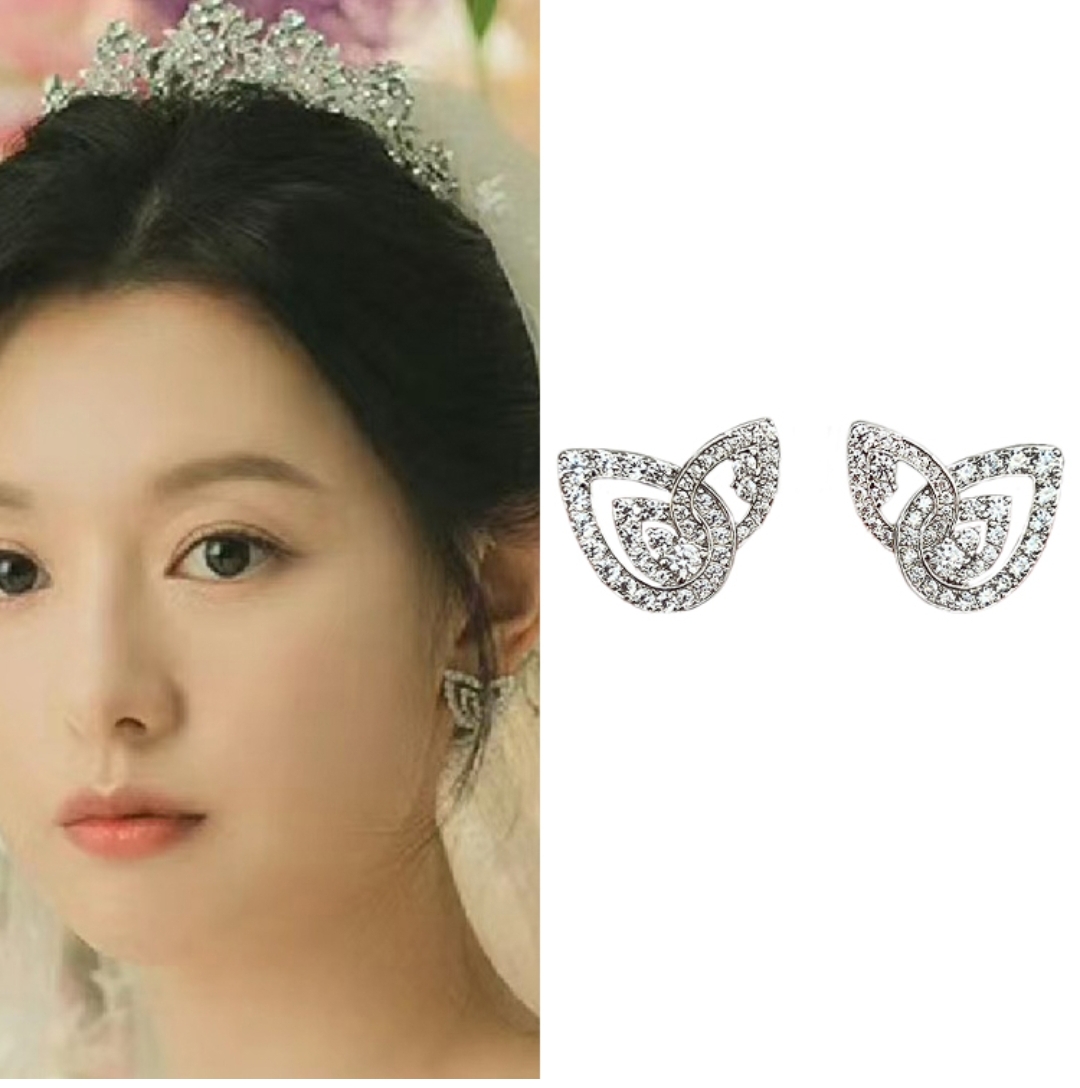 韓国ドラマの涙女王キム・チウンの同じスタイルのイヤリング多用途スタイルジルコン水滴愛のアクセサリージュエリーギフト