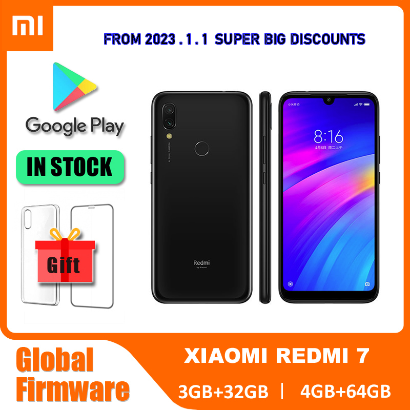最安オリジナル Xiaomi Redmi 6A/7 携帯電話 4 ギガバイト 64 ギガバイトグローバルバージョン Google プレイ Android 携帯電話指紋無料ギフト