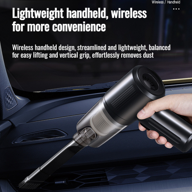 ワイヤレスハンドヘルド多機能掃除機、車用ポータブルミニハイパワーType-C充電式、強力な吸引力耐久性実用