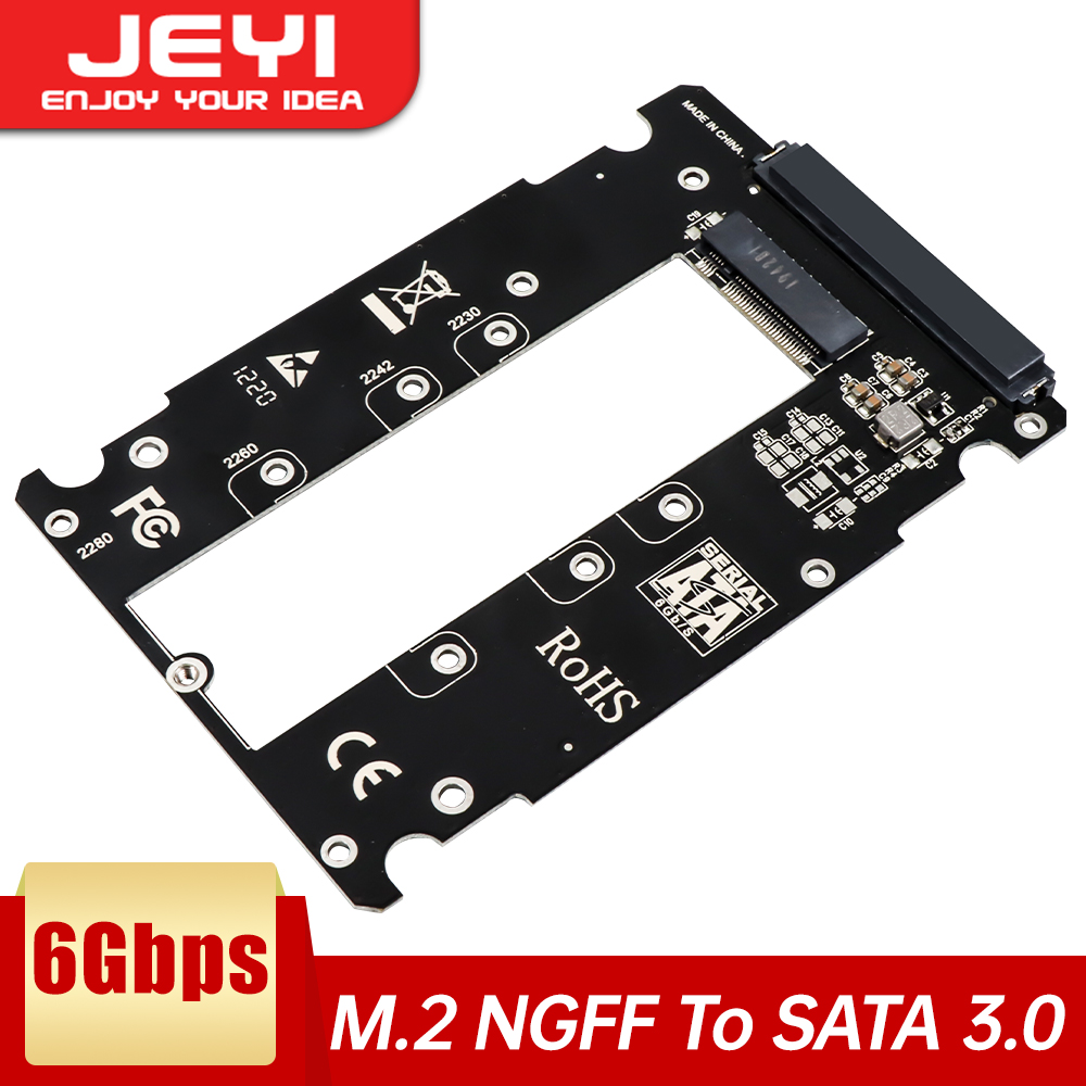 JEYI M.2 NGFF - 2.5インチ SATA 3.0 アダプター、M.2 SATA SSD - SATA III 6Gbps 拡張カード、2230 2242 2260 2280 ハードドライブ対応