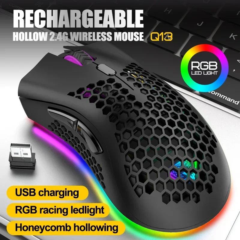 BM600 ワイヤレスマウス USB 2.4 グラムワイヤレス RGB 光学式携帯ゲームマウス人間工学に基づいた光学式ハニカムオフィスワイヤレスマウス