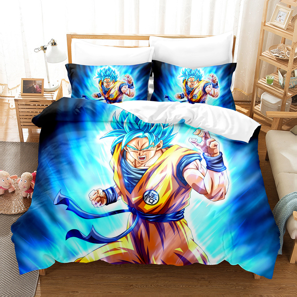 3D ドラゴンボール超悟空寝具セット 3 個超サイヤ人 4 VS 青髪布団カバー枕カバーアニメベッドリネンセットシングル、ダブル