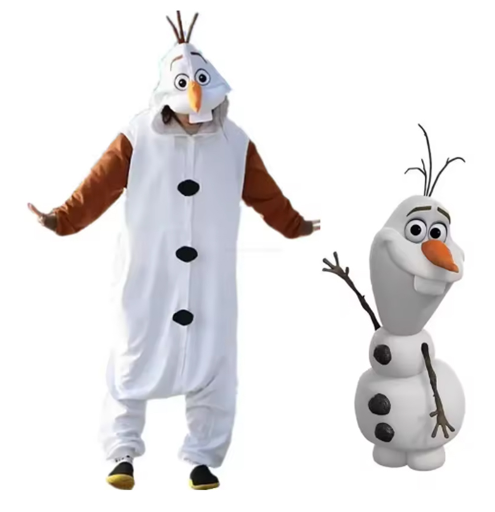 新しいコスプレ衣装冷凍オラフ雪だるまパジャマ大人のジャンプスーツパーティードレスフリース漫画パジャマギフトおもちゃ