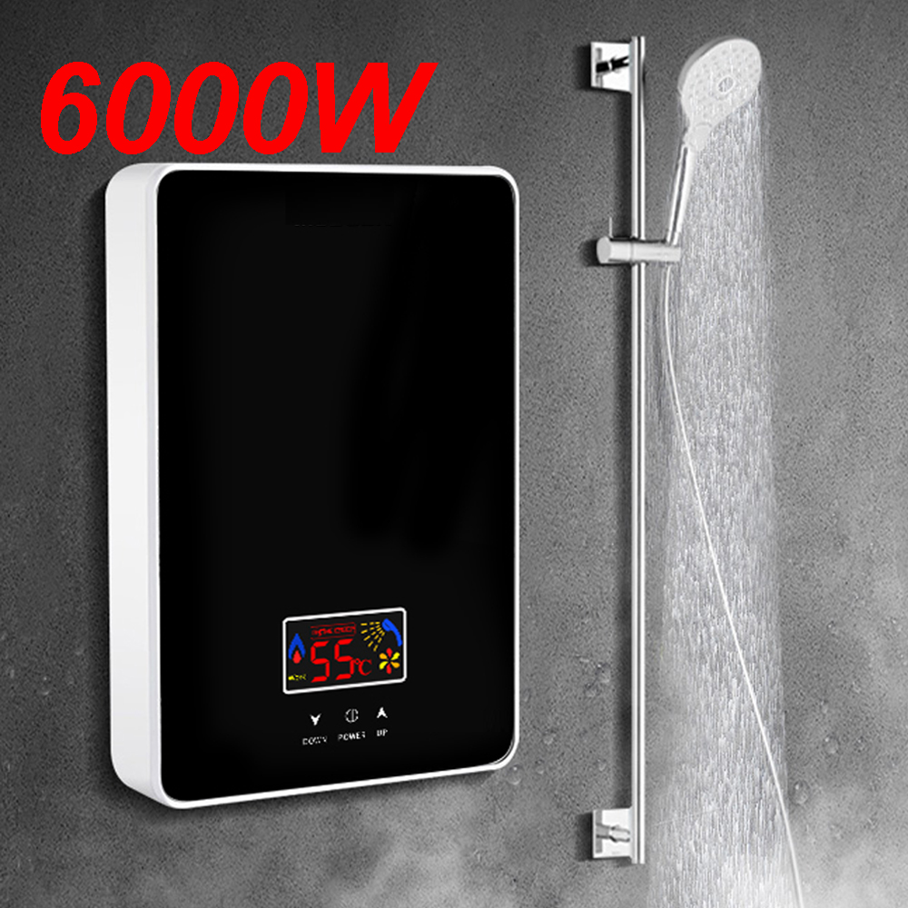 220V 6000W インスタントタンクレス電気温水器浴室キッチンインスタント加熱タップデマンド給湯器 LCD ディスプレイ付き