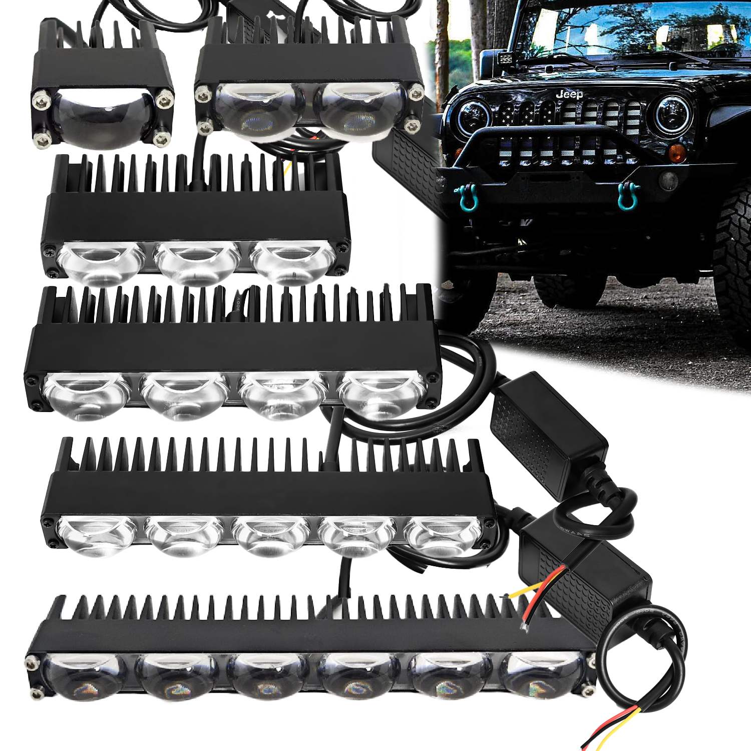 1/2/3/4/5/6 レンズ 2 個 LED ヘッドライトバンパーフォグランプ 12V ワークライトミニドライビングライトまたはオフロード 4x4 車両フォグライト付き