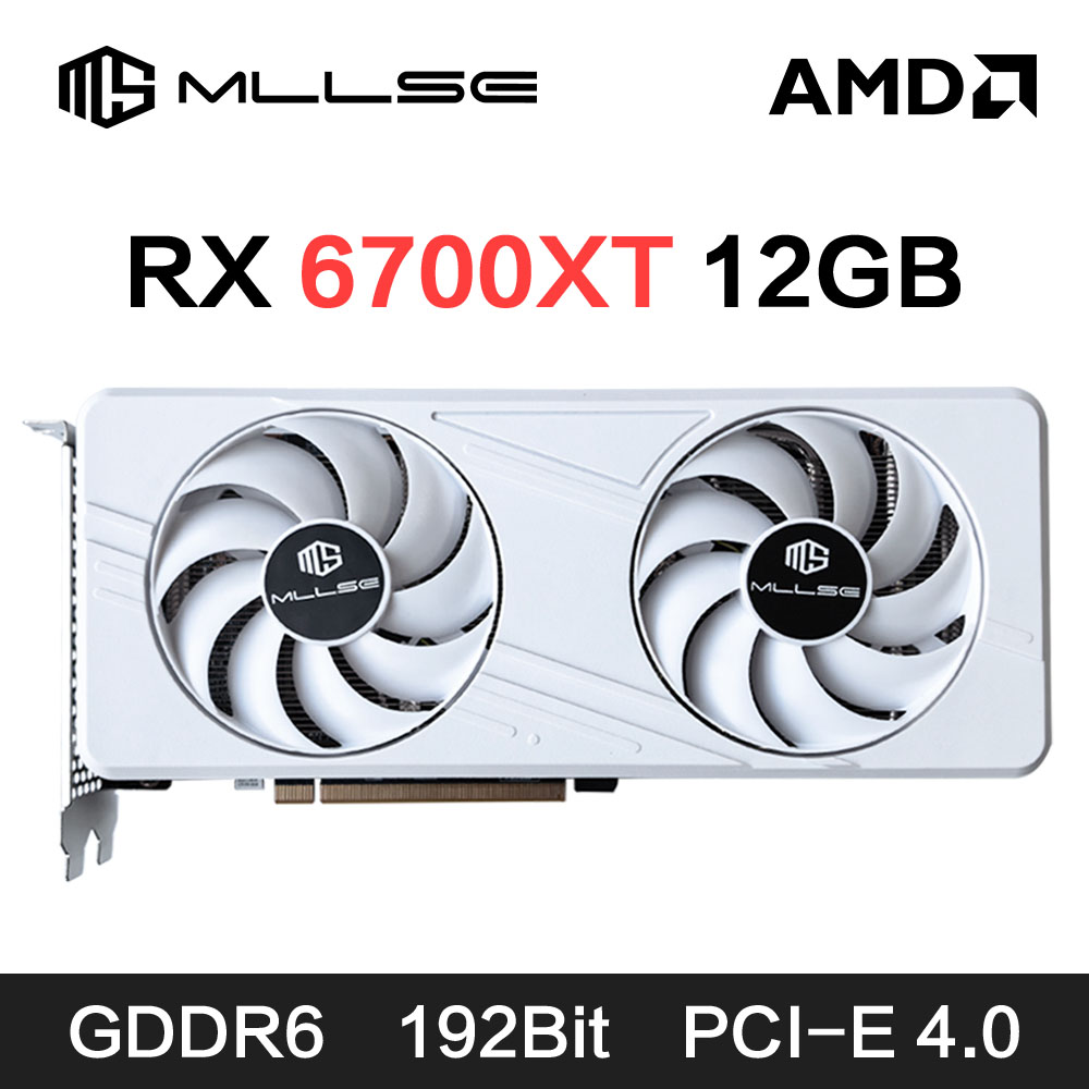 MLLSE AMD RX6700 XT 12GB グラフィックカード GDDR6 192Bit PCI-E 4.0×16 6+8ピン Radeon GPU Rx6700XT ゲーミングビデオカード Placa De Video