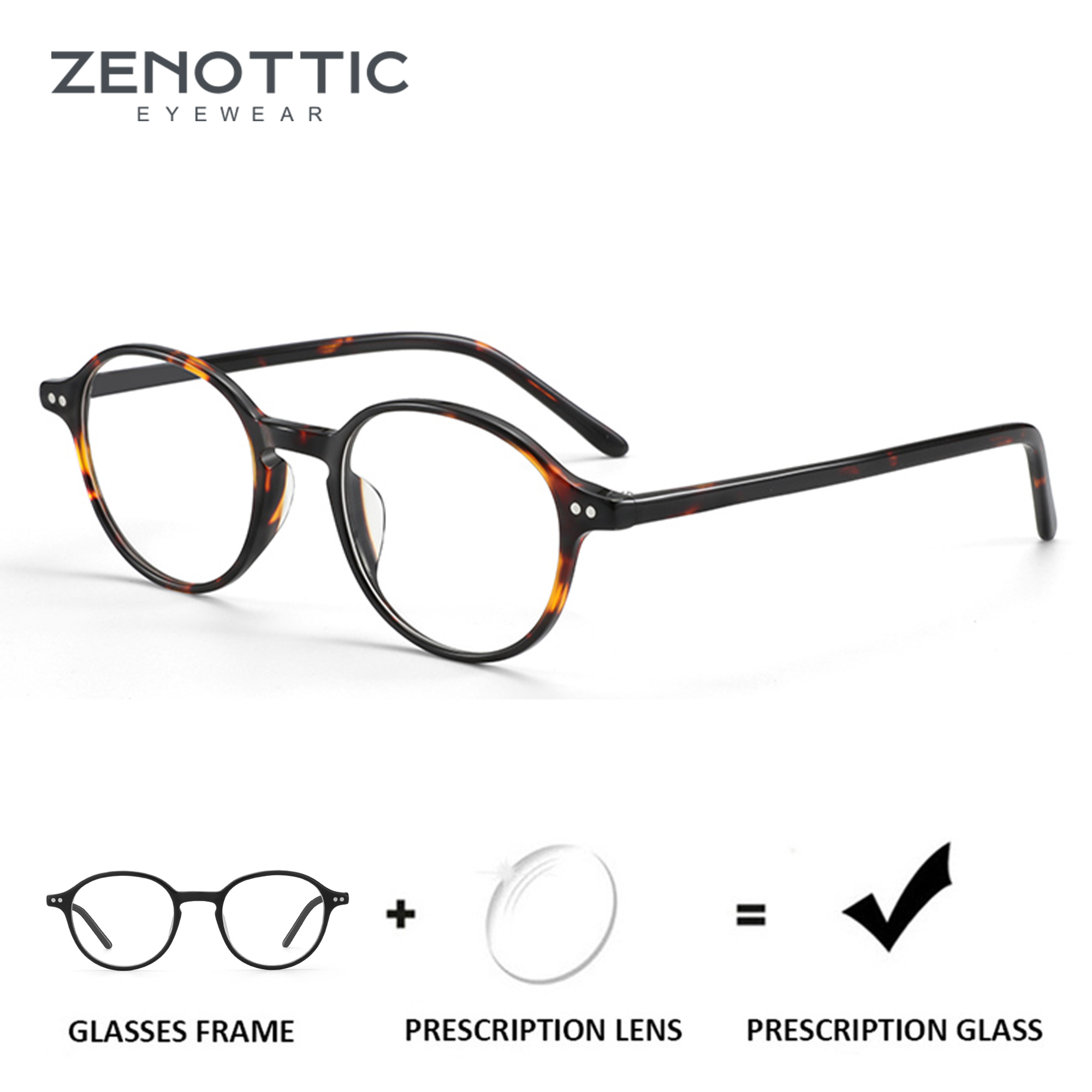 ZENOTTIC レトロ小さなラウンド処方眼鏡女性男性抗青色光プログレッシブメガネフォトクロミック光学眼鏡