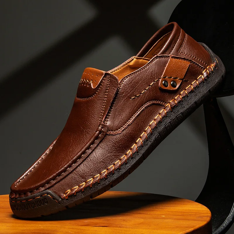 メンズローファー通気性スリップオンイタリアドライビングシューズ Chaussure オム本革男性手作りカジュアルシューズ