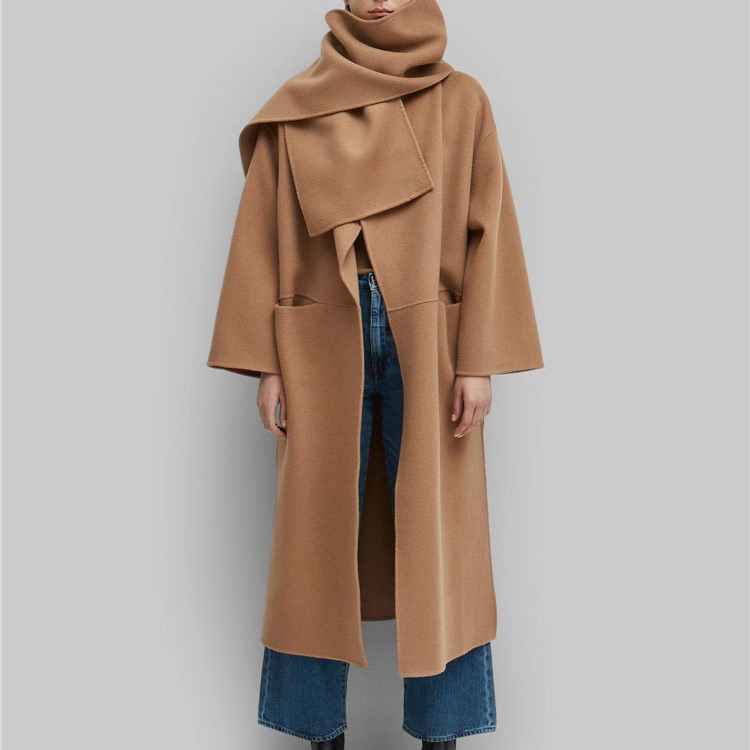 トップ両面ウール 90 カシミヤ 10 女性輪郭ウールロングコート - レディース最新冬厚いソファウォーマーコートアウター