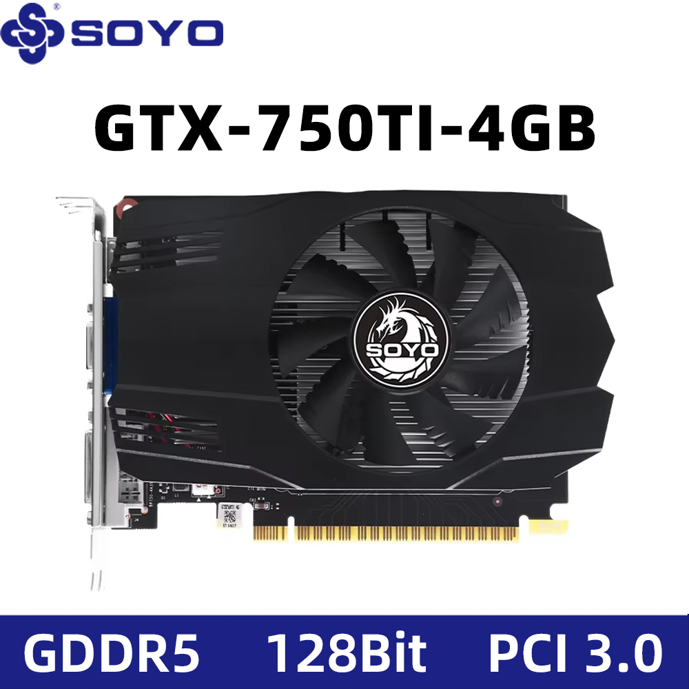 SOYO NVIDIA GeForce GTX 750Ti 4GB DDR5 128bit PCIe3.0x16 ゲーミングビデオカード 28NM CUDA対応 PCゲーム DVI HDMI VGA コンピューターコンポーネント