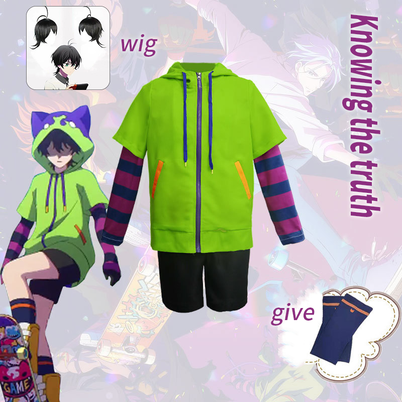 アニメ知念宮コスプレ衣装 SK8 無限大コスプレ制服スポーツ衣装パーカーテール手袋かつらハロウィンパーティー Cos