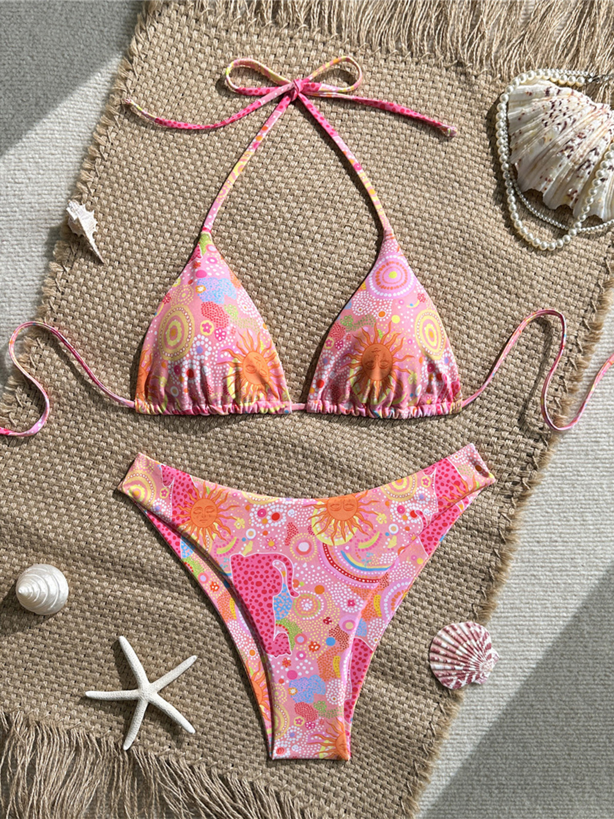 S - XL 2026 Printed Halter Bikini Women Swimwear Female Swimsuit Bather Bathing Suit Swim Two-Pieces Bikini Set Brazilian K8280