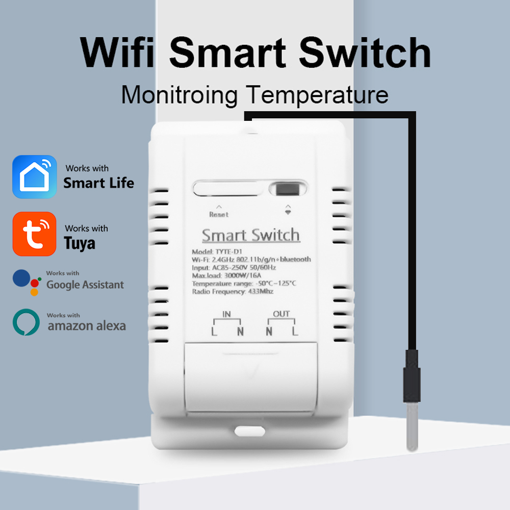433MHz Tuya Wifi スマート温度湿度スイッチ電源リアルタイムモニターサーモスタットプローブセンサー魚スイッチ用防水