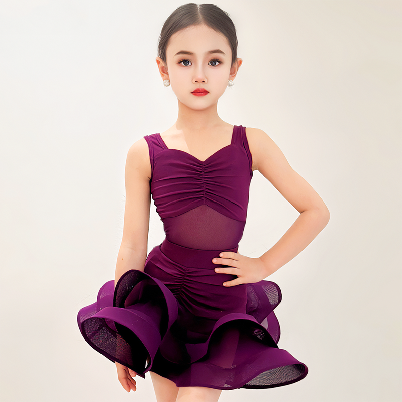 キッズプロフェッショナルラテンダンスドレス女の子タンゴサルササンバ社交ダンスパフォーマンスステージ衣装衣装