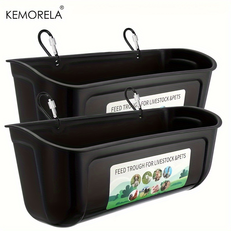 KEMORELA 2 個ヤギフィーダーぶら下げアヒルと鶏のフィーダー小型ペットフード盆地フェンスフィードトラフガチョウ飲料トラフクリップ付き