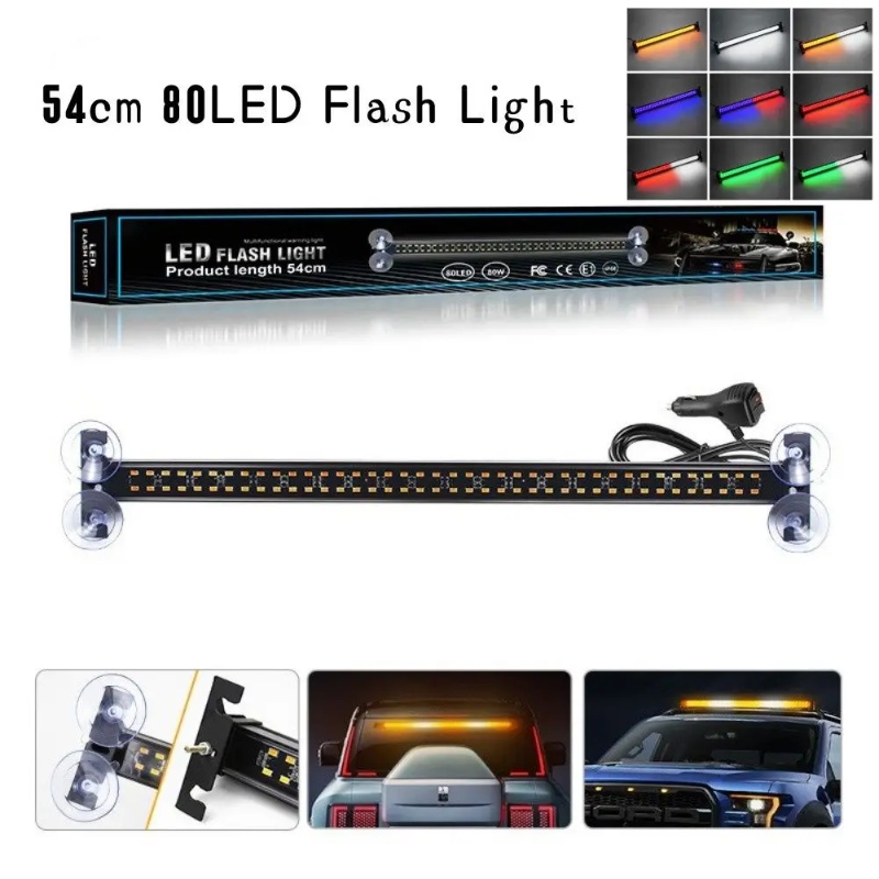 車の緊急ストロボライトバーフロントガラス危険警告点滅吸引ランプ 80LED 12-24v 警察トラックカーアクセサリー
