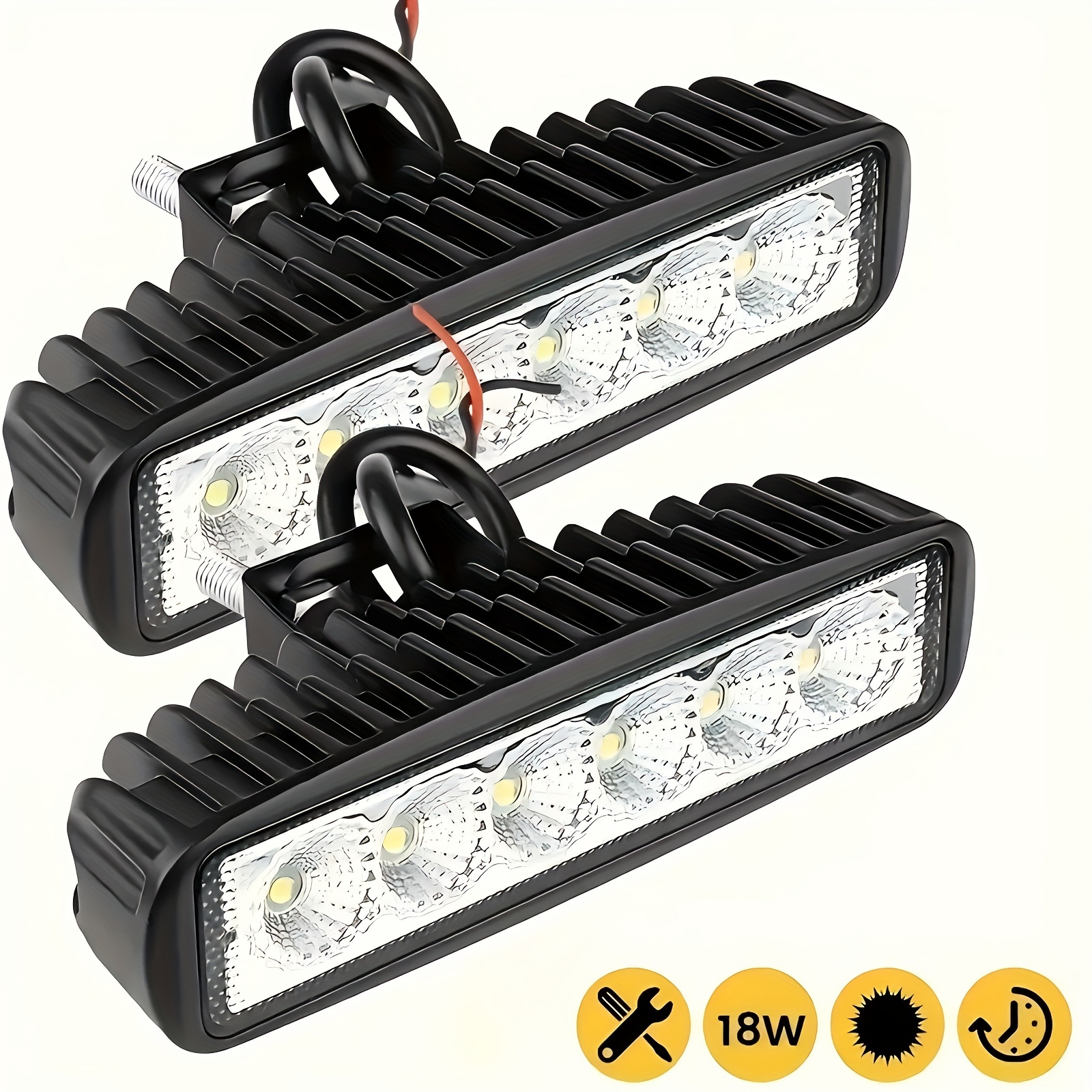 2 個 18 ワット 6 LED 車のワークライト DRL スポットライト高輝度防水自動オフロード SUV トラックヘッドライトドライビングランプ 12V 6000K