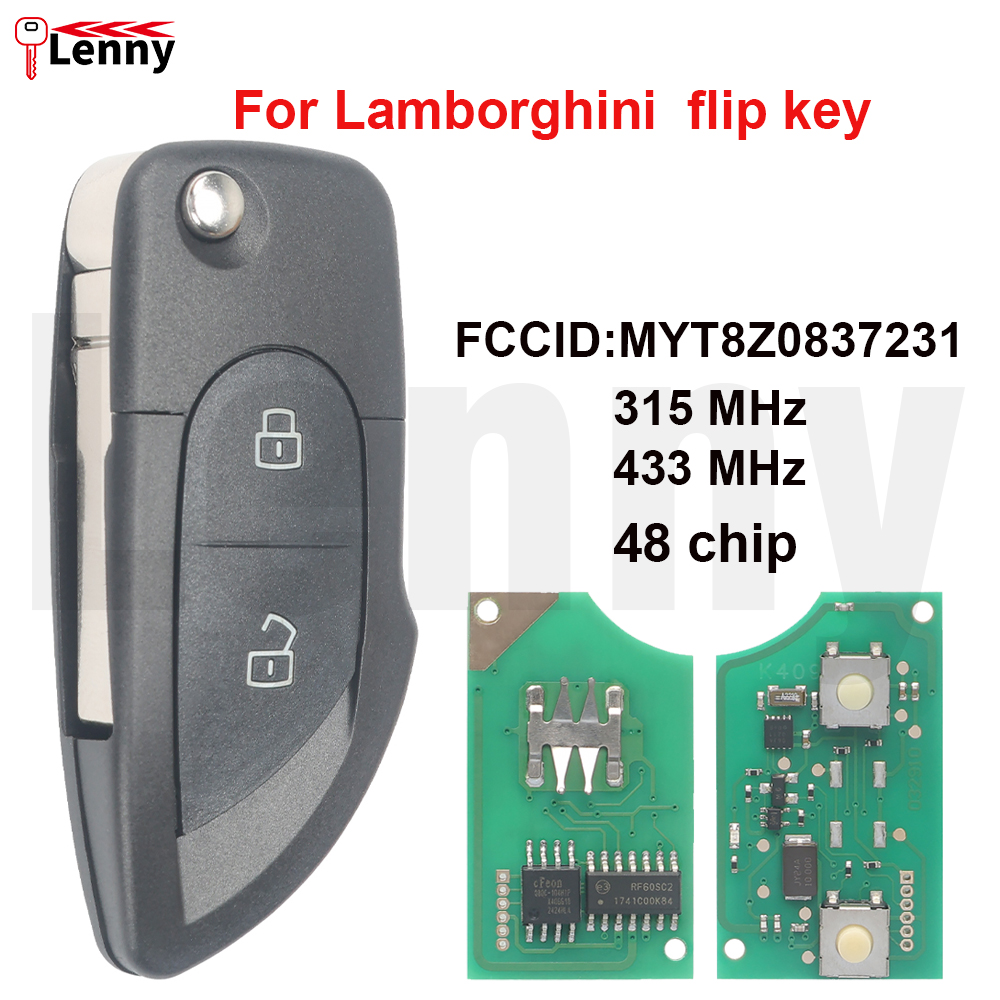 レニー FCCID:MYT8Z0837231 315/433MHz 48 チップ PN:4D0837231/231A 切断可能なブレード HU66 車スマートフリップキーランボルギーニガヤルドキー