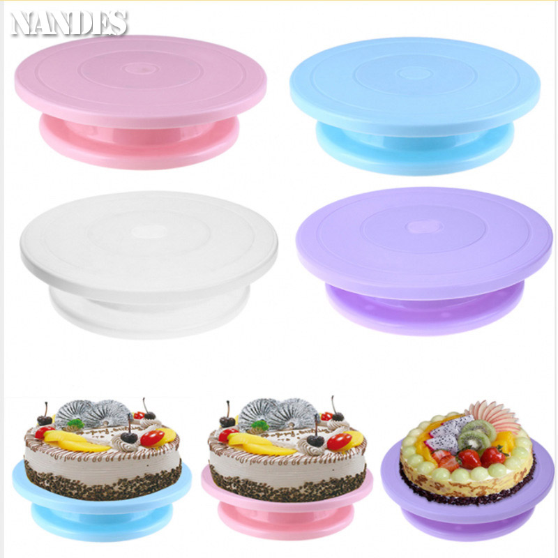 プラスチックケーキベーキングツールアクセサリースタンド DIY 型回転安定した滑り止めラウンドケーキテーブルスタンド回転キッチンツール
