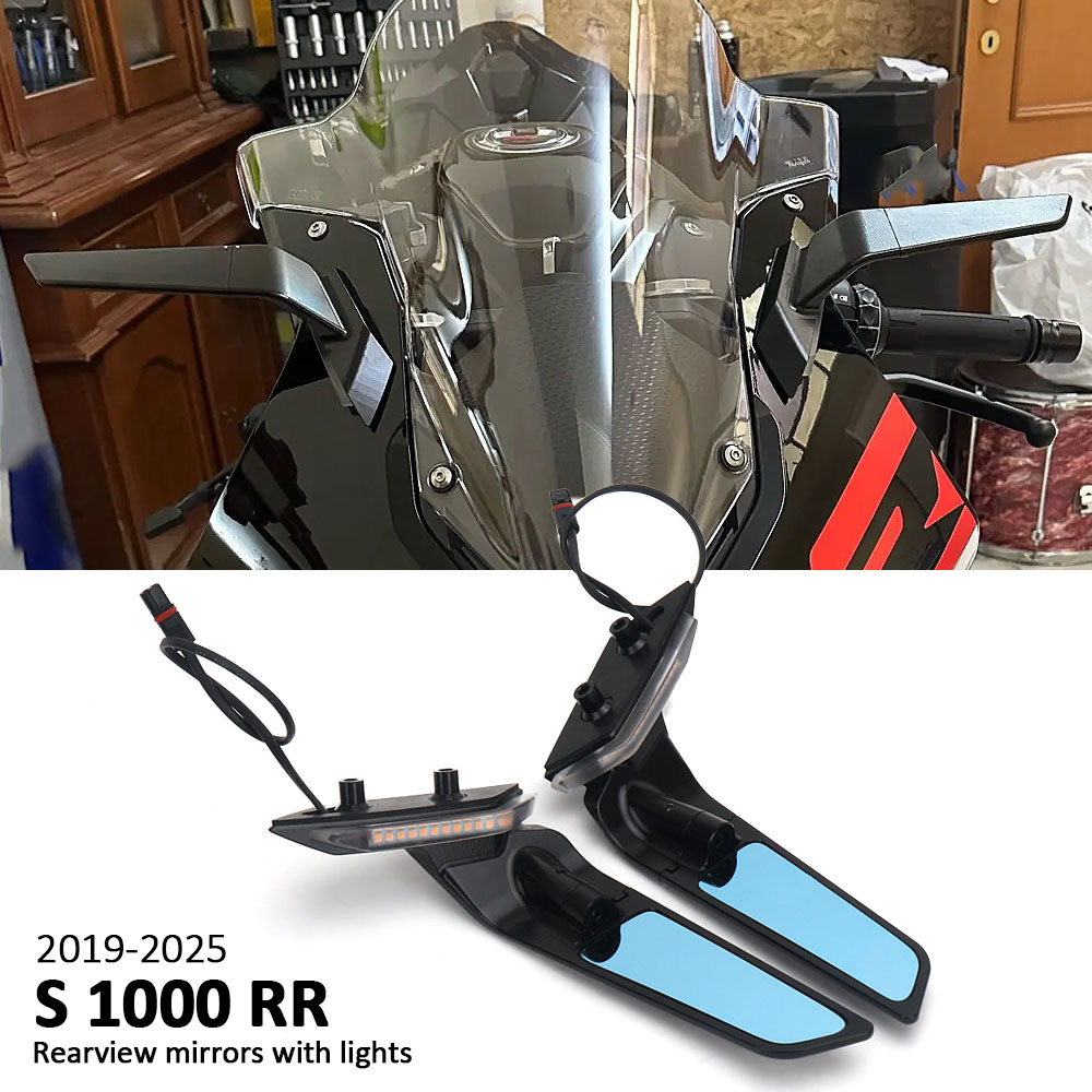 オートバイバックミラーリアビューサイドミラー LED ターンシグナルライト付き BMW S1000RR S1000 RR S 1000 RR 2019-2023 2024 2025