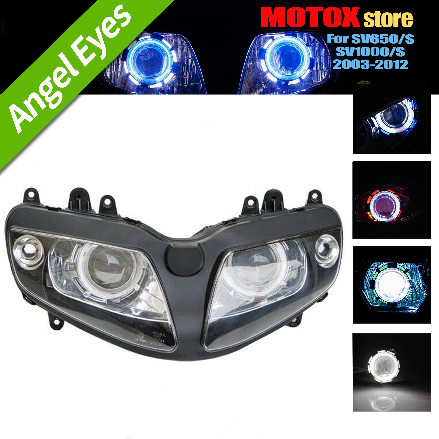 スズキ SV650S SV1000S 2003 - 2012 04 05 06 07 08 09 オートバイのヘッドランプエンジェルアイズ HID ヘッドライトアセンブリ SV650 SV1000