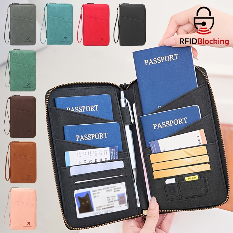 Rfid シールド多機能パスポートホルダー垂直カード財布トラベルオーガナイザーキャッシュカード ID ドキュメント日常屋外使用
