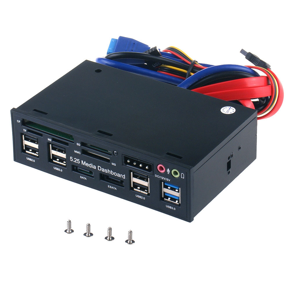多機能 USB 3.0 ハブ ESATA SATA ポート内部カードリーダー PC メディアフロントパネルオーディオ SD MS CF TF M2 MMC メモリカード