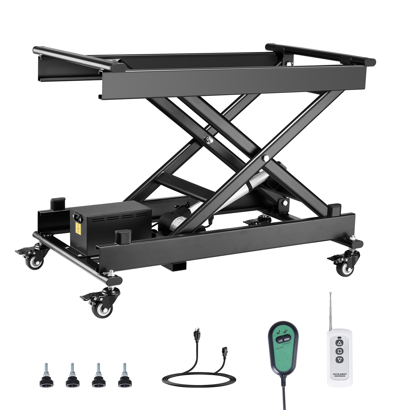 SucceBuy 電動リフトテーブル 耐荷重 330ポンド シングルシザーリフトテーブル 8 - 28インチ 高さ調節可能なプラットフォーム マテリアルハンドリング用